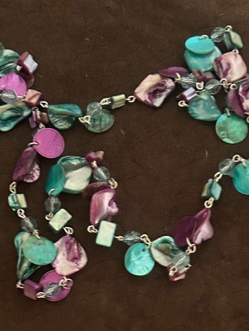 Purple & Teal Shell Beaded Women’s Necklace - Unbranded